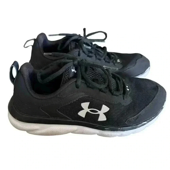 Under Armour Charged Running Shoe Black/White Kids Athletic Sporty Shoes SZ 5.5 - Picture 3 of 11